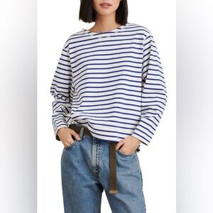 NWT Alex Mill Lakeside Stripe Cotton Top Blue White Size Large
